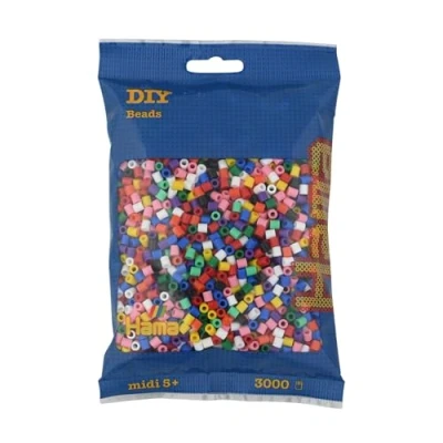 Image of Hama Beads Bag Approx. 3000 Midi Fuse Mosaic Decoration Arts &amp; Craft for Creative Children Ages 5+ Mix 00