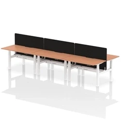 Image of Air B2B 1400x800 Adjustable 6P Bench Desk Scallop Beech/White + Screen