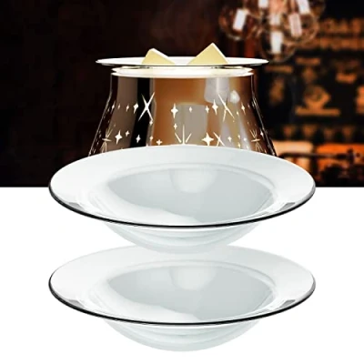 Image of Electric Oil Burner Wax Melt 3D Firework Star Effect Starburst Glass Warmer Candle Melter Fragrance Aroma for Bedroom Living Room Gifts (2Pcs Dish)