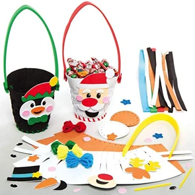 Image of Baker Ross AX480 Christmas Weaving Basket Kits Pack of 4, Make Your Own Decorations, Creative Art and Craft Supplies for Kids to Design Decorate