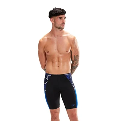 Image of Speedo Men&#039;s Eco Endurance + Splice Jammer, Black/Chroma Blue/White, 26