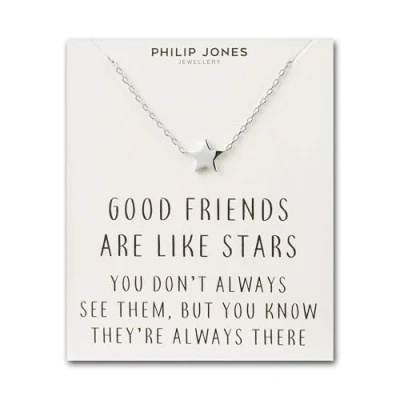 Image of Philip Jones Silver Plated Star Necklace with Quote Card