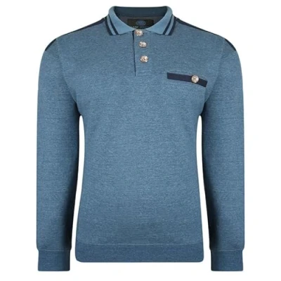 Image of Forge Mens Sweatshirt Casual Polo Style Tipped Collar Sweat Top Classic Sweater Winterwear Shirt for Big Tall Men UK Denim