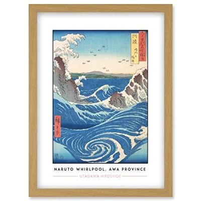Image of Wee Blue Coo Utagawa Hiroshige Naruto Whirlpool Awa Province Painting Artwork Framed Wall Art Print A4