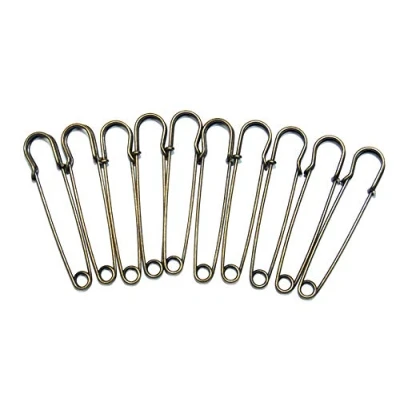 Image of celloexpress Kilt Pins Brooch Various Style &amp; Size Stitch Metal Coat Jacket (Antique Bronze 70mm (Without Rings), Pack of 10)