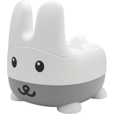 Image of Bunny Training Potty with Back Rest, Removable Bowl &amp; Lid (Grey)