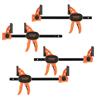 Image of Jorgensen 150mm Clamps Woodworking 4 Pack, Splicable to 400mm Ratchet Bar Clamps, Quick Release Set, 290mm Spreader One Handed Wood