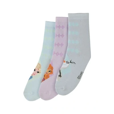 Image of ONOMATO! Frozen Anna Elsa Children&#039;s Girls&#039; Socks Set of 3 Pairs, multicoloured, 27 30