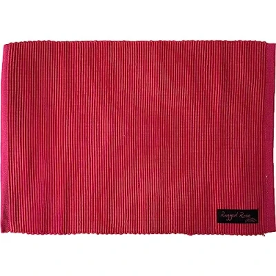 Image of Ragged Rose 27 cm x 37 Cotton Placemats Gift Wrapped Table Place Mats Set of 4 Ribbed Indoor &amp; Outdoor for Living Room, Dining Table, Kitchen
