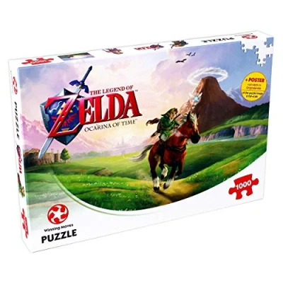 Image of Winning Moves Zelda Ocarina of Time 1000 piece Jigsaw Puzzle Game, together Link and Epona a must have for every fan, gift toy ages 14 plus