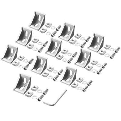 Image of Justech 10pcs 4040 4080 Corner Mounting Bracket L Shape Right Angle Joint Brace Fastener Home Hardware Aluminum with Screws 39x39x35mm
