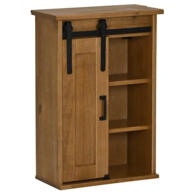Image of vidaXL Halden Hanging Cabinet Pine Wood Sliding Door Wall Mounted Storage Solution for Kitchens and Living Rooms 49x22.5x70 cm