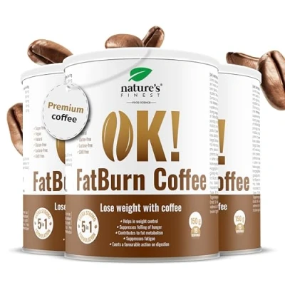 Image of Nature&#039;s Finest by Nutrisslim OK!Burn Coffee Metabolism Boosting Instant Arabica with L Carnitine, Guarana &amp; Elderberry Low Carb Keto Coffee, Gluten Free, Vegan