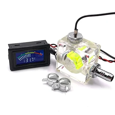Image of GMBYLBY Three Way Flow Meter LED Thermometer For Water Cooling Liquid System Computer Accessories Desktop