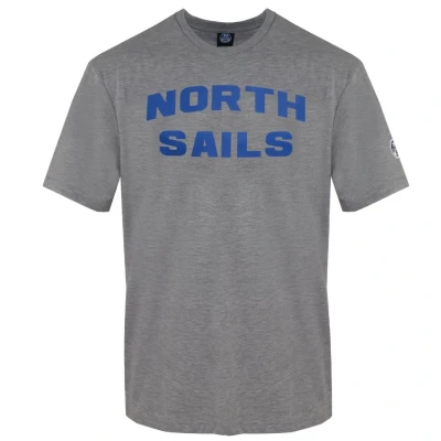 Image of North Sails Mens Block Brand Logo Grey T Shirt Cotton Size X Large