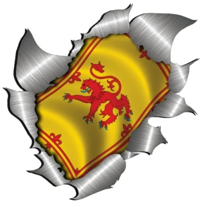 Image of small size Rampant Lion Flag Metal Rip Open Sticker