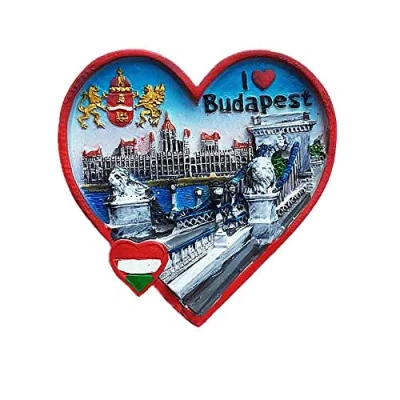 Image of Heart Shape Budapest Hungary 3D Fridge Magnet Souvenir Gift, Home &amp; Kitchen Decoration Magnetic Sticker Refrigerator Collection