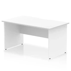 Image of Impulse 1400 x 800mm Scalloped Edge Straight Office Desk White Top Panel End Leg