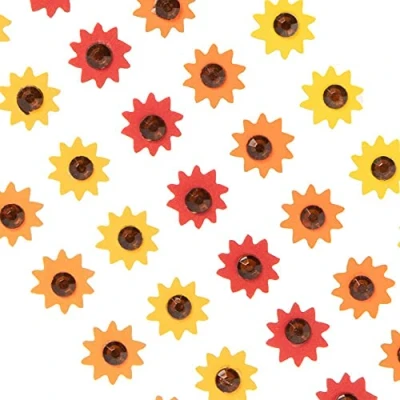 Image of Baker Ross FE191 Sunflower Gem Foam Stickers Pack of 100, for Children, Card Making Supplies, Embellishments Crafting, Craft Supplies Kids