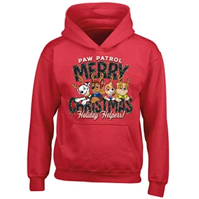 Image of Nickelodeon Paw Patrol Holiday Helpers Christmas Xmas Childrens Kidz Printed Hoodie Hooded Sweatshirt (Red, 9 11 Years)
