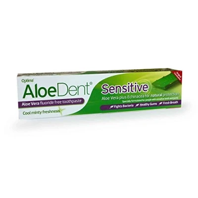 Image of Aloedent 100ml Sensitive Aloe Vera Plus Echinacea Fluoride Free Toothpaste Pack of 3