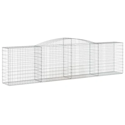 Image of vidaXL Arched Gabion Basket in Galvanised Iron Durable, Corrosion Resistant Design Versatile Silver Easy to Assemble Ideal Garden Barrier