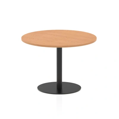 Image of Italia 1000mm Poseur Round Table Oak Top 720mm High Black Leg