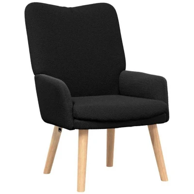 Image of vidaXL Relaxing Chair Black Curly Wool like Fabric