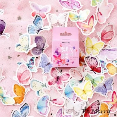 Image of Ta Merry Kawaii Scrapbook Accessories Scrapbooking Supplies,45Pcs Cute Butterfly Stickers Aesthetic for Adults，Journaling Supplies Scrapbooking,Card Making(Butterfly Garden