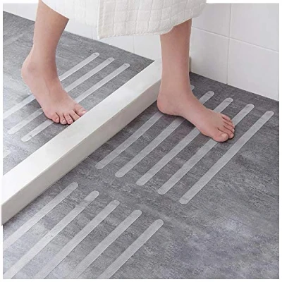 Image of Ecooe 16 Pieces Non Slip Stickers Shower Bath Safety Strips Transparent Self Adhesive for Bathtubs Showers with Acrylic Board Positioning