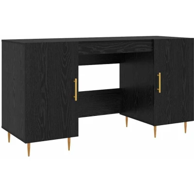 Image of vidaXL Desk with Shelf Black oak 140 x 50 75 cm Engineered wood
