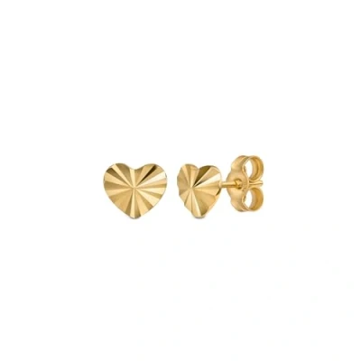 Image of Amberta Italian 9ct Gold Small Stud Earrings for Women Heart Earrings: