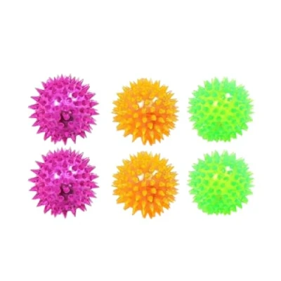Image of DIOXSTAR Flashing Light Up Spikey Ball for Kids, Sound and LED Light, Colourful Balls, Stress Relief Toy, Fun Best Birthday Gift, Assorted Colours (6 PCS)