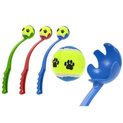 Image of Assorted Colors Pet Tennis Ball Plastic Launcher 38 cm, Perfect Fetch Toy for Dogs &amp; Fun Outdoor Play (1 Pc.)