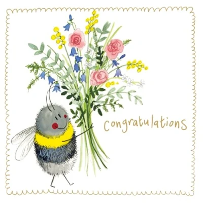 Image of Alex Clark Congratulations Bee and Bouquet Little Foil Card