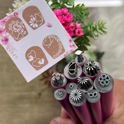 Image of Nail Art Stamp Pen Set Precision for Nails with Quick Drying Formula Stamping Floral &amp; Geometric Designs Portable, Easy to Use Salon Quality Results (10 Pcs)