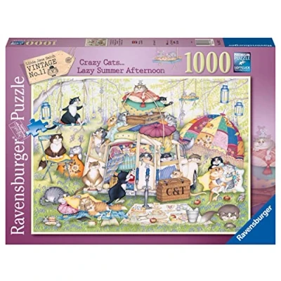 Image of Ravensburger Crazy Cats Lazy Summer Afternoon 1000 Piece Jigsaw Puzzle for Adults &amp; Kids Age 12 Years Up