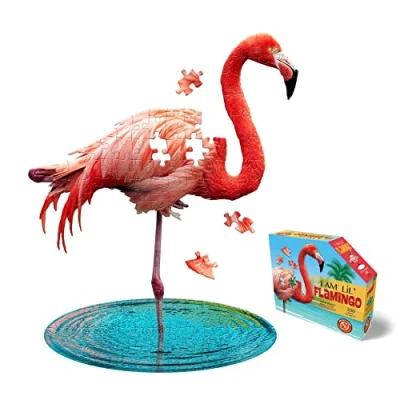 Image of Madd Capp 884009 Shape Junior Flamingo Contour Puzzle 100 Pieces for Children and Adults, Multicoloured