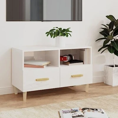 Image of TV Cabinet High Gloss White 80x36x50 cm Engineered Wood