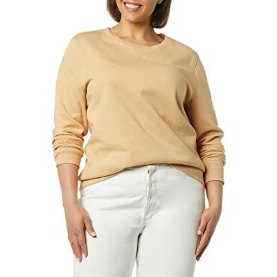 Image of Amazon Essentials Women&#039;s Fleece Crew Neck Sweatshirt (Available in Plus Size), Light Camel, XXL