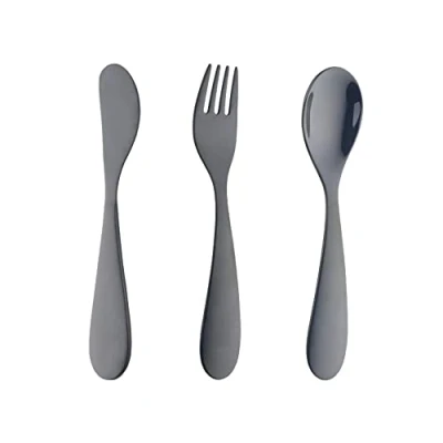 Image of Black Children Cutlery Metal, 3 Pcs Stainless Steel Kids Flatware Set with Knife/Fork/Spoon, Todler Silverware Healthy &amp; Mirror Polished, Dishwasher Safe