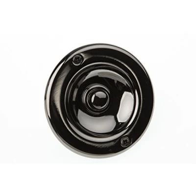 Image of HUBER Flush Mounted Bell Push Button 1 Way Brass Round Door Switch Bell, Burnished