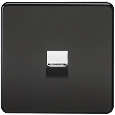 Image of KnightsBridge Screwless Matt Black Telephone Master Socket Flush Wall