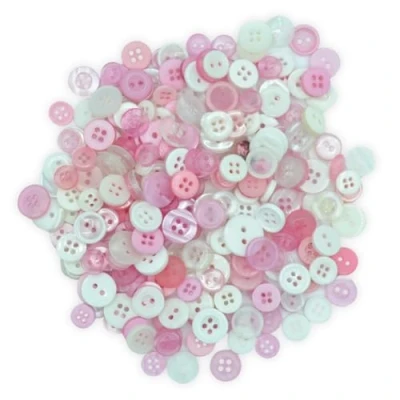 Image of celloexpress Tiny Pink &amp; White Mixed Sizes of Various Buttons for Sewing and Crafting (Pack 50g)