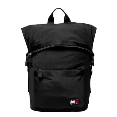 Image of Tommy Jeans Daily Rolltop Unisex Rucksack, Size: One Size, Black
