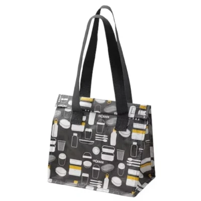 Image of I K E A FLADDRIG Lunch Storage Bag Patterned Grey Polypropylene 25x16x27 cm + 1 Free Shoe