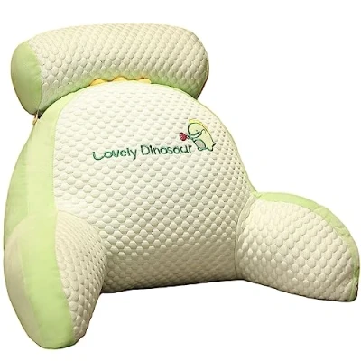 Image of Bed Reading Pillow Comfortable Cushion Detachable Backrest Soft Chair Multifunctional Arm Rests Back Support 60x45x20cm for Relaxing Watching TV Games(Dinosaur)