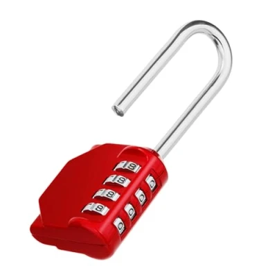 Image of ZHEGE Long Shackle Combination Padlock, 4 Digit Combo Locker Padlocks for Gym, with Code, Heavy Duty Outdoor Padlock Gate, Door, Shed, Container (Red)