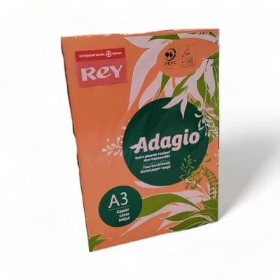 Image of Rey Adagio A3 160gsm (250 Sheets) Orange Paper for Laser, Copiers and Inkjet Printers 1 Ream