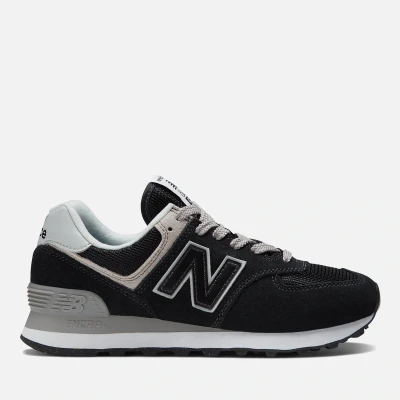 Image of New Balance WL574 Trainers black, Women&#039;s, Size: 3.5, Black Leather and textile